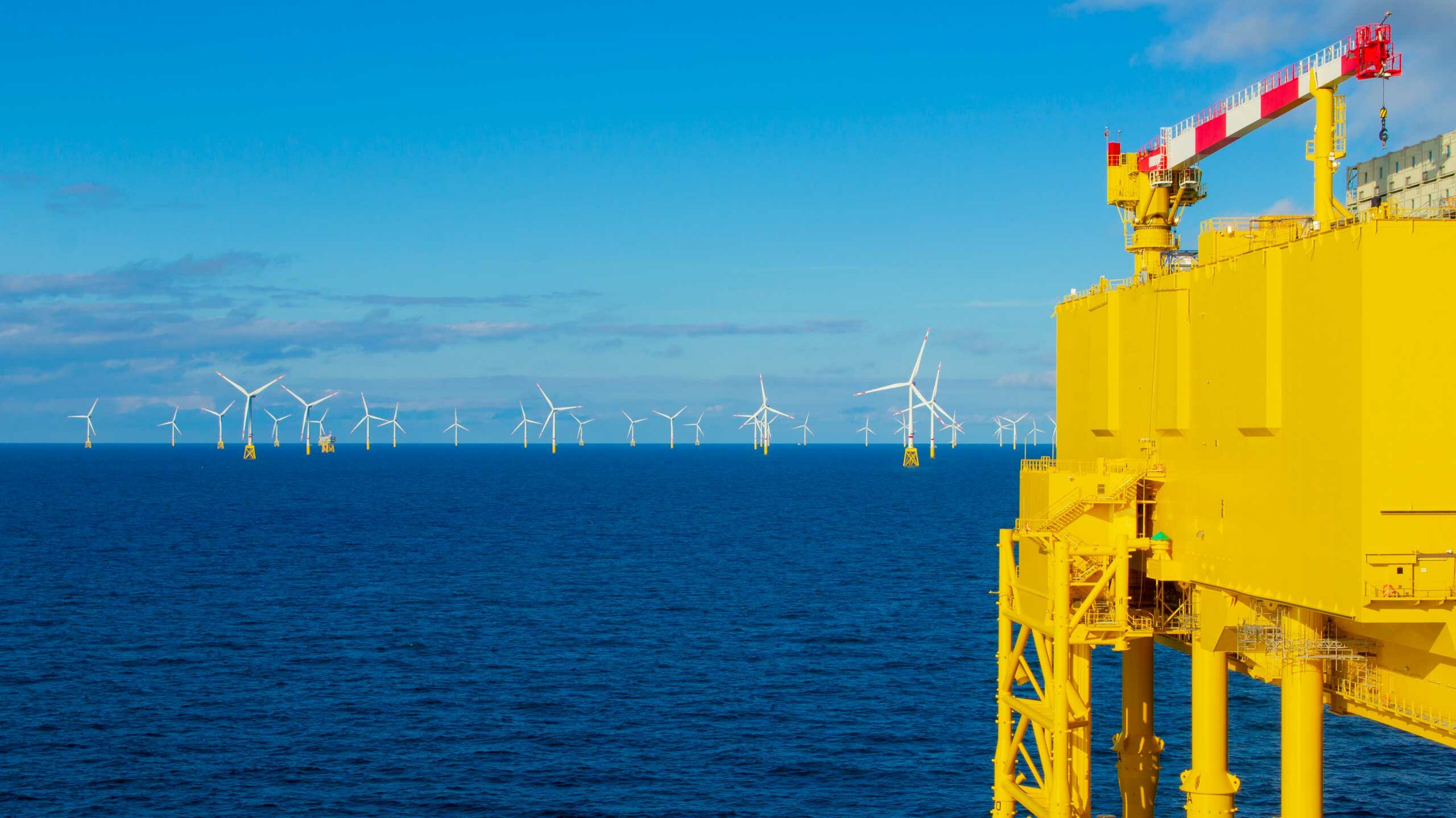 Substation on calm sea