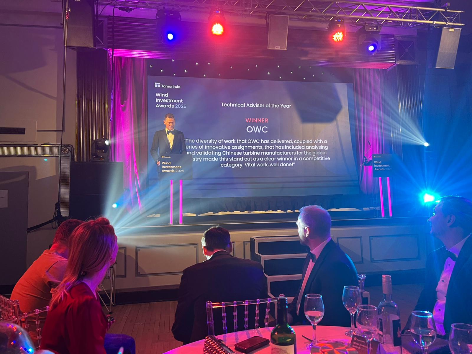 OWC wins Technical Advisor of the Year at the 2025 Wind Investment Awards